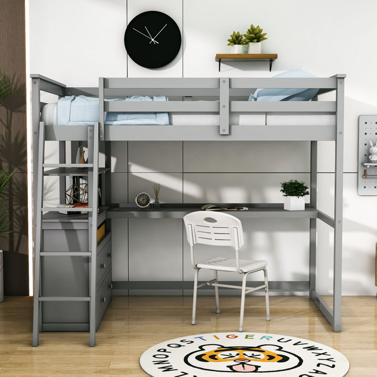 Harriet Bee Doresa Twin 2 Drawer Loft Bed with BuiltinDesk by Harriet